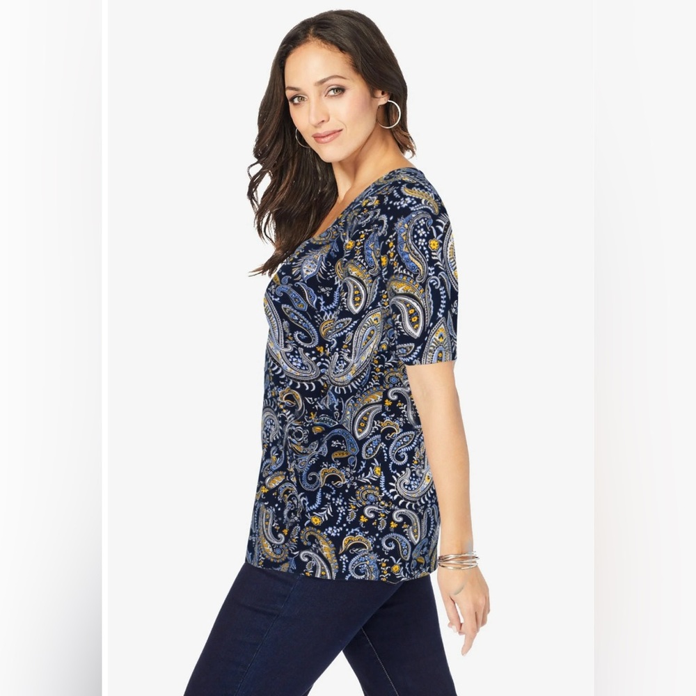 Jessica London Plus Size Stretch Square Neck Short Sleeve Tee! Size 22/24. - Picture 4 of 13